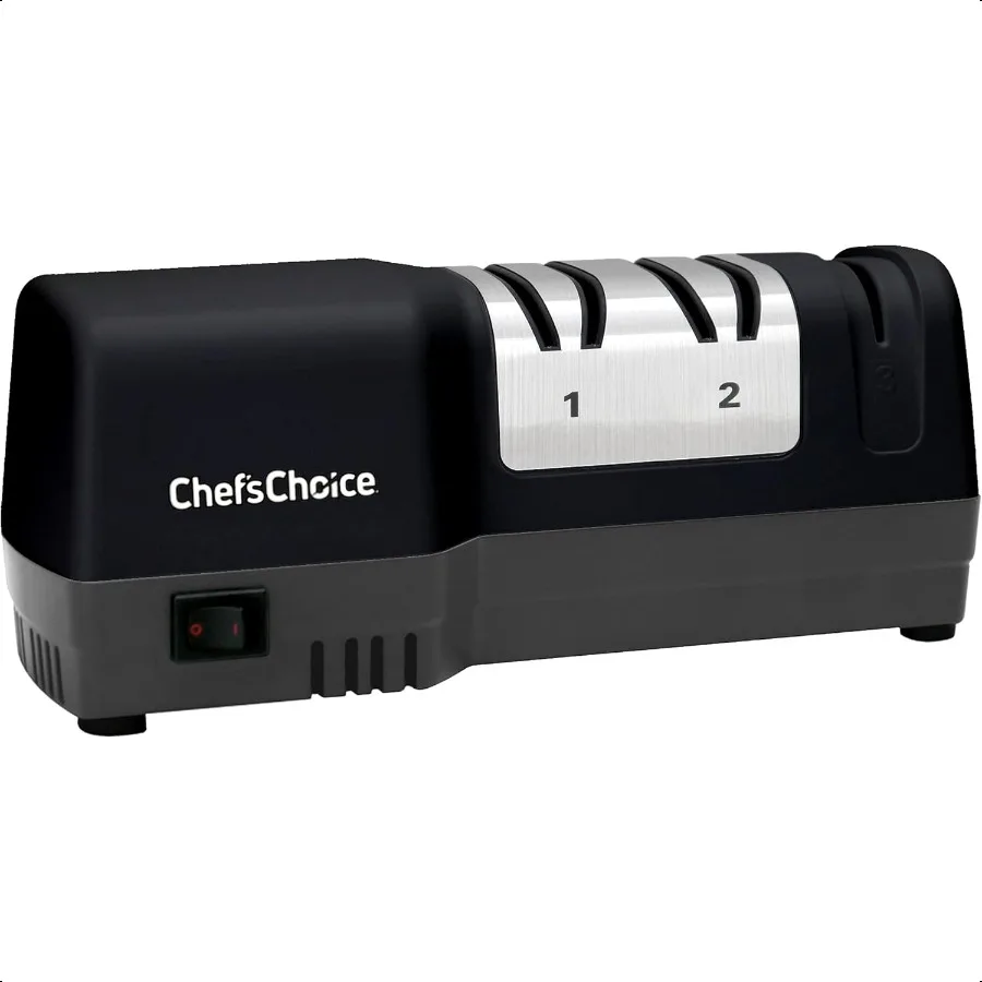 مبراة السكاكين الهجينة من ChefsChoice للسكاكين المستقيمة والمسننة بزاوية 20 درجة تتجمع بين الشحذ الكهربائي واليدوي مع 100P