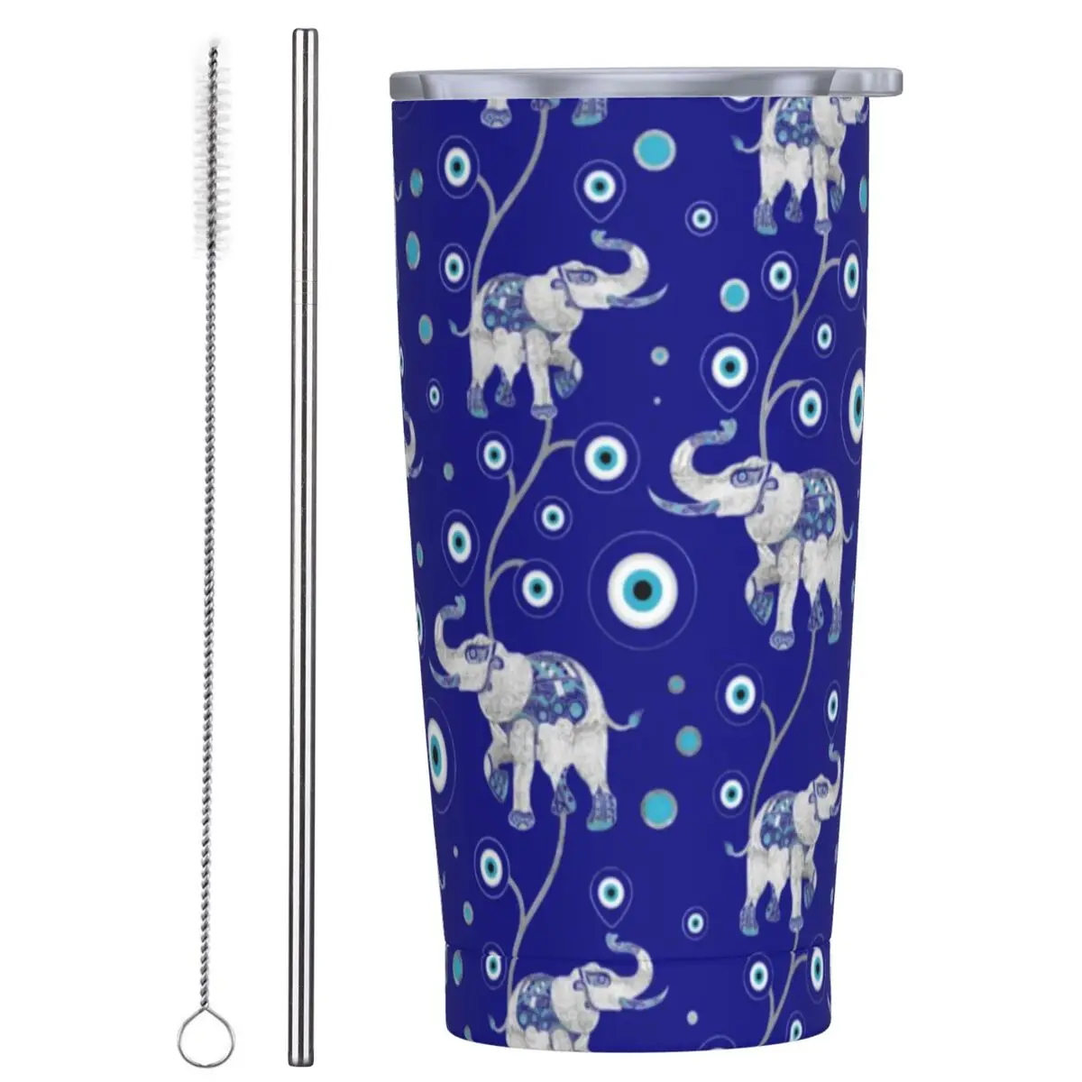 Evil Eye Elephant Stainless Steel Tumbler Good Luck Amulet Travel Car Mugs Thermal Cups Leakproof Drink Milk Tea Water Bottle