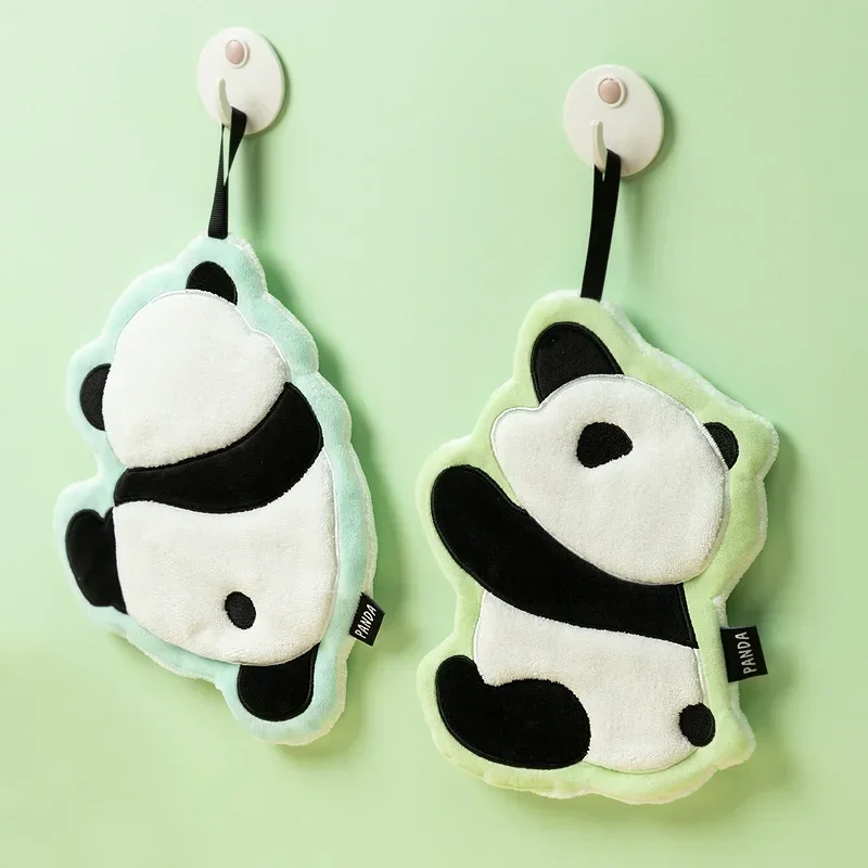 

Giant panda hand towel thickened absorbent coral fleece new towel kitchen rag handkerchief children's small towel embroidery