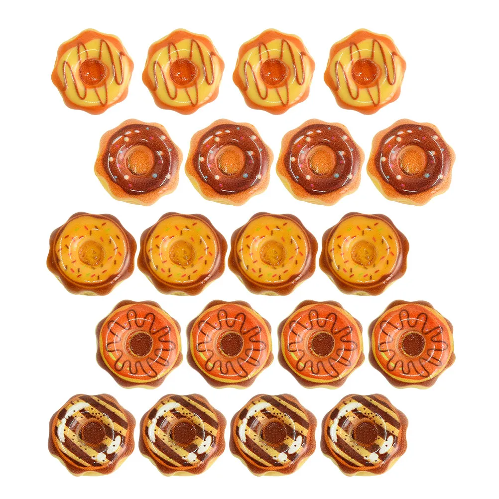 

20 шт. миниатюрных разноцветных пончиков с реалистичным дизайном, материалы для рукоделия, реквизит для миниатюрного дома, имитация еды, декор для игрушечных десертов