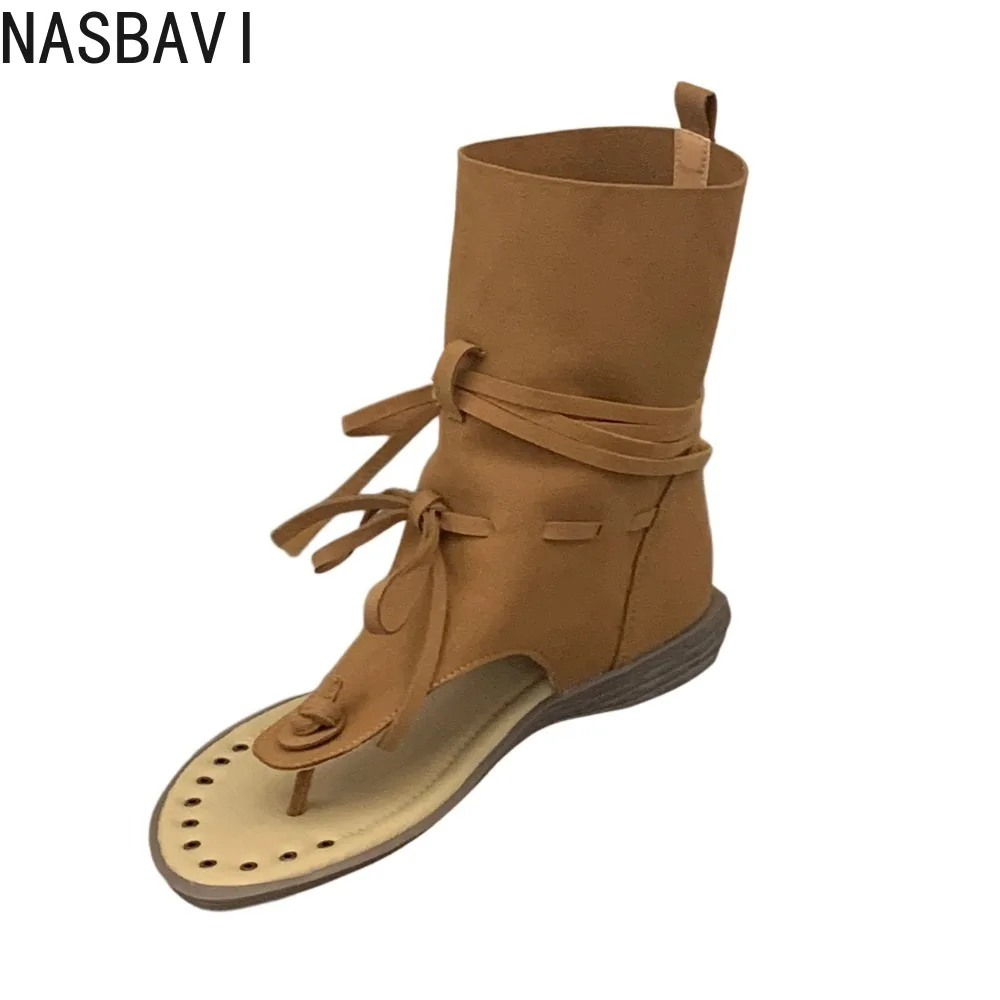 

Летние модные женские сандалии-гладиаторы на плоской подошве в корейском стиле с кисточками, ретро-модель 2026 года