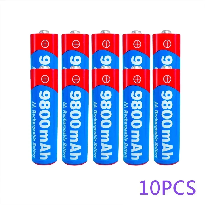 100% 충전식 AA 배터리, LED 조명 장난감 카메라 마이크 배터리, 1.5V, 9800mAh, 1.5V, 신제품