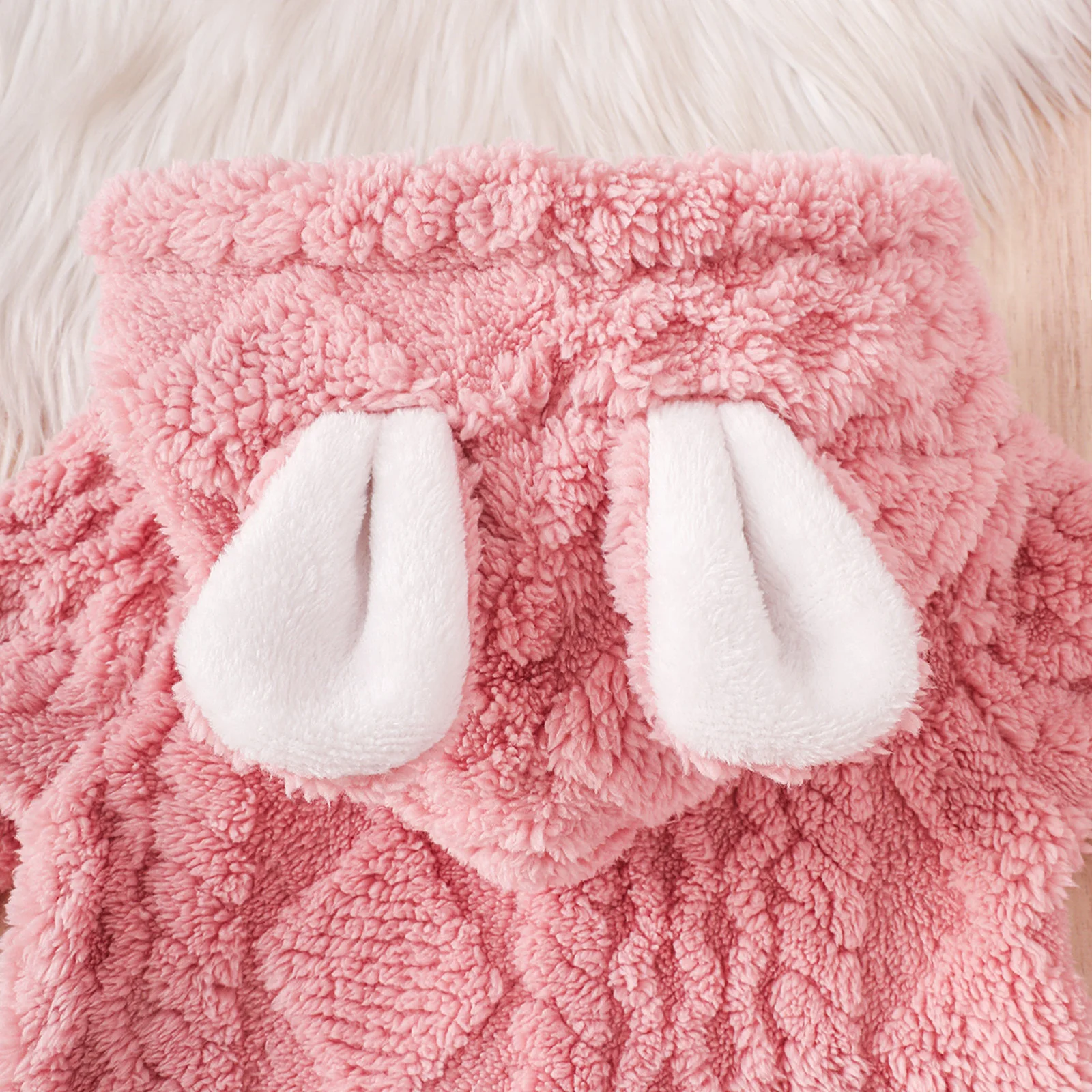 2026 الشتاء طفل رضيع الفتيات الشتاء رومبير مع آذان أرنب لطيف كم طويل مقنع الدافئة زمم بذلة #6