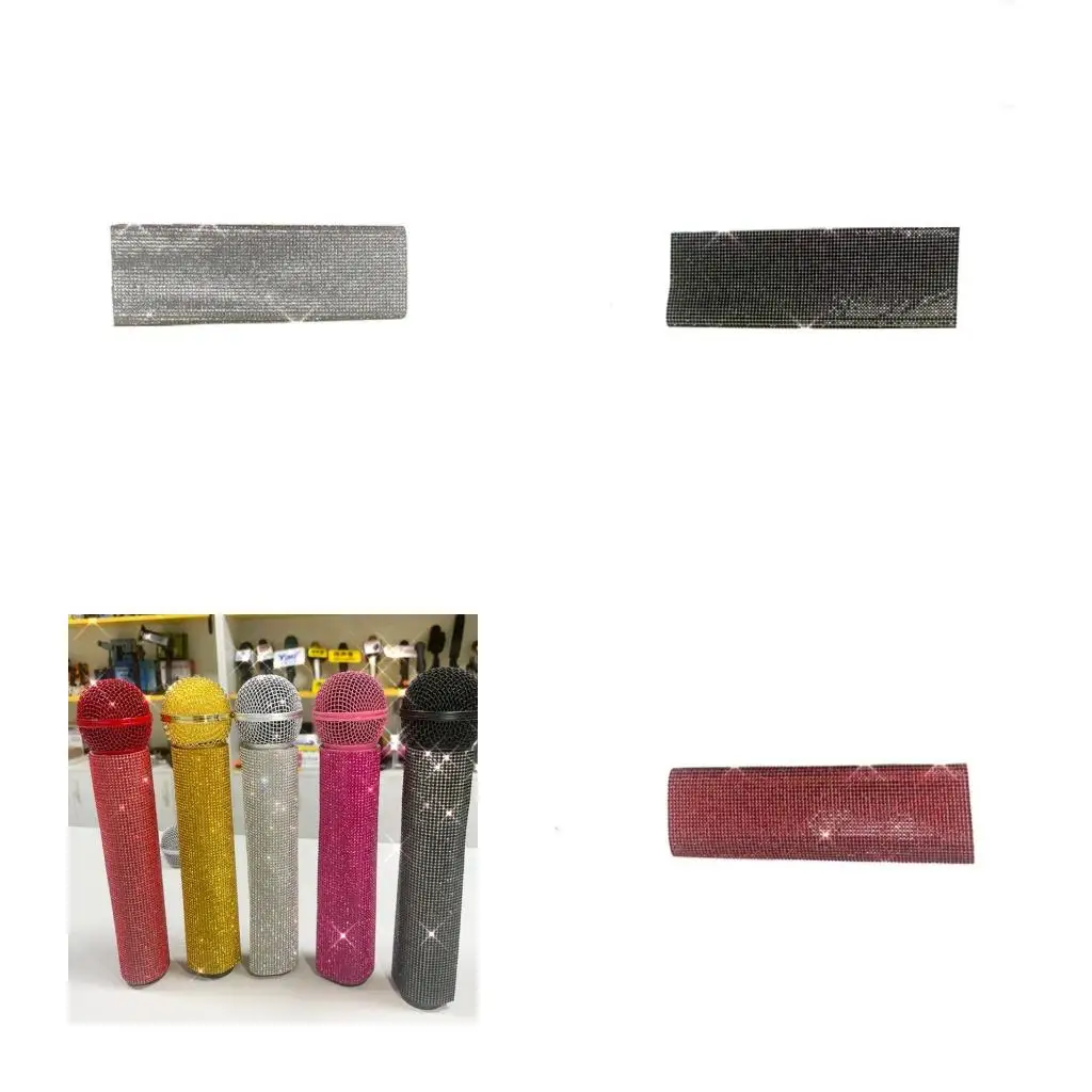  Universal Rhinestoned Microphone Cover Dustproof Protector Sleeve Shell for Handheld Mics In Karaoke and Event