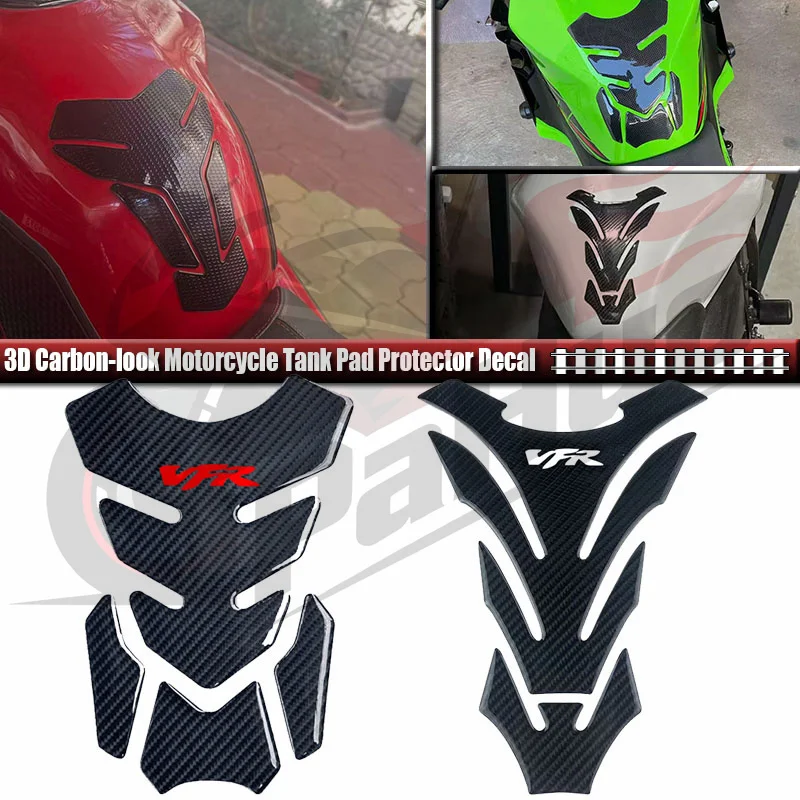 

Sticker 3D Carbon Look Motorcycle Tank Pad Protector Stickers Case For Honda VFR 400 600 700 750 800 1200 X F VFR800