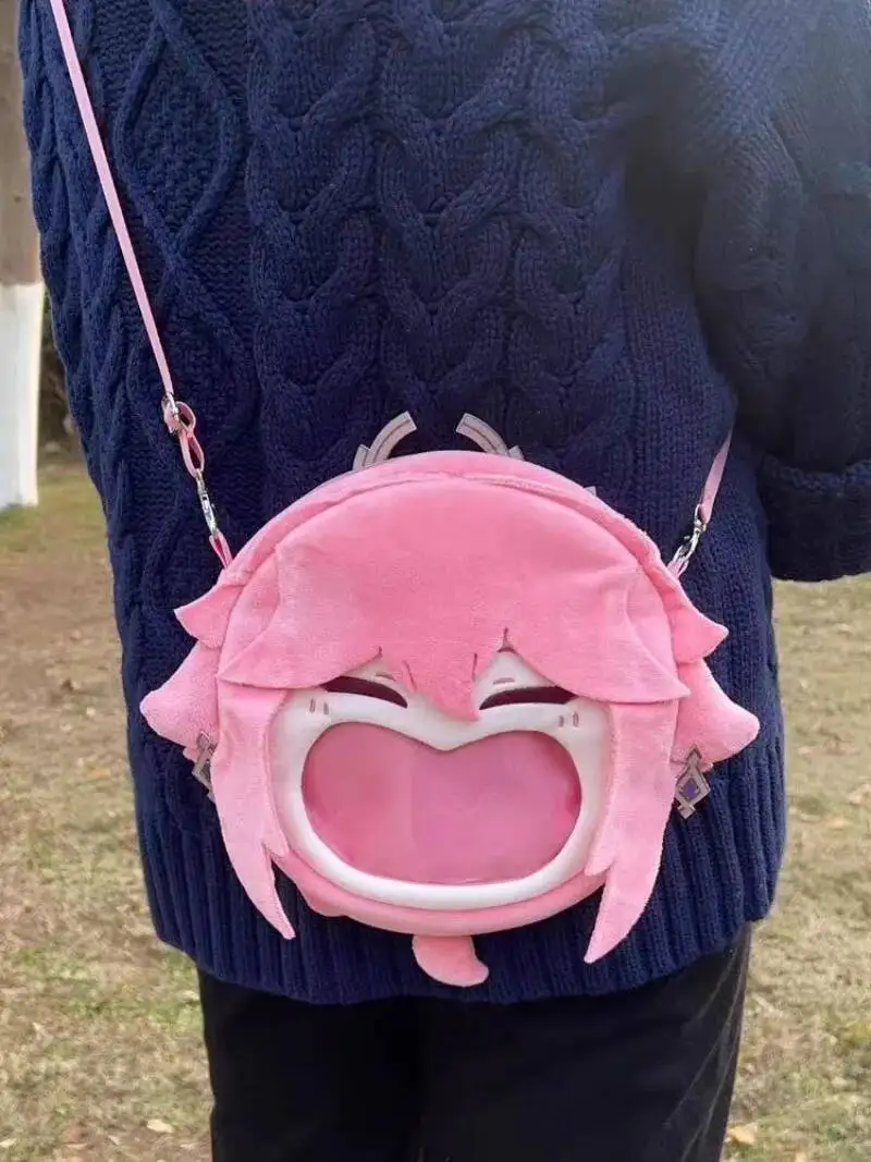 لعبة كوسبلاي ياي ميكو شفافة لطلاب الحرم الجامعي بسحاب كرتوني على ظهره حقيبة كتف