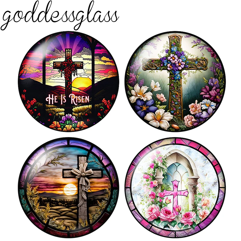 New Faith Cross Believing in Jesus 10pcs mix 12mm/18mm/20mm/25mm Round photo glass cabochon demo flat back Making findings