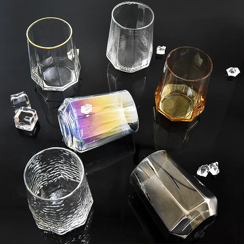 Japanese Diamond Glass Cup, Nordic Rainbow Whiskey Glass, Home Drinking Glasses Beverage Beer Cups, Birthday Gift Tea Cup
