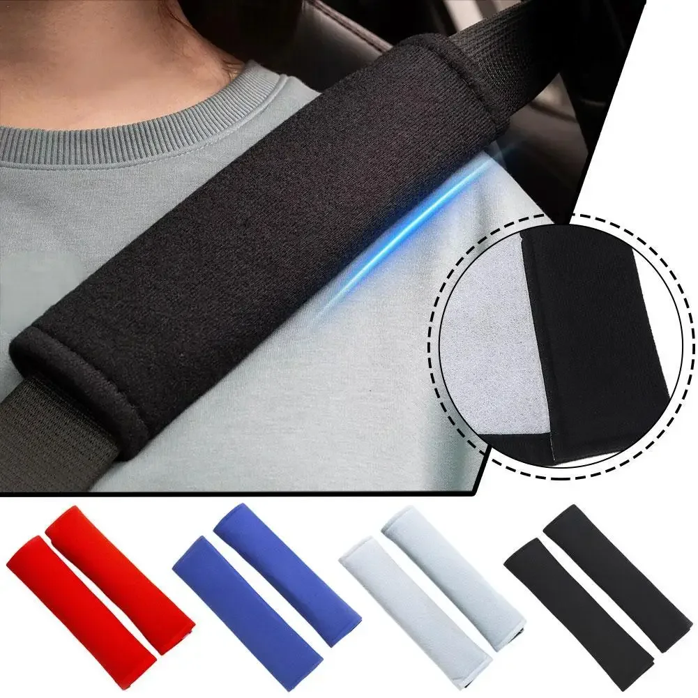 1/2/4Pcs Car Seat Belt Cushion Pads - Soft Black Cotton Cover for Shoulder and Chest Comfort Universal for Adults and Children