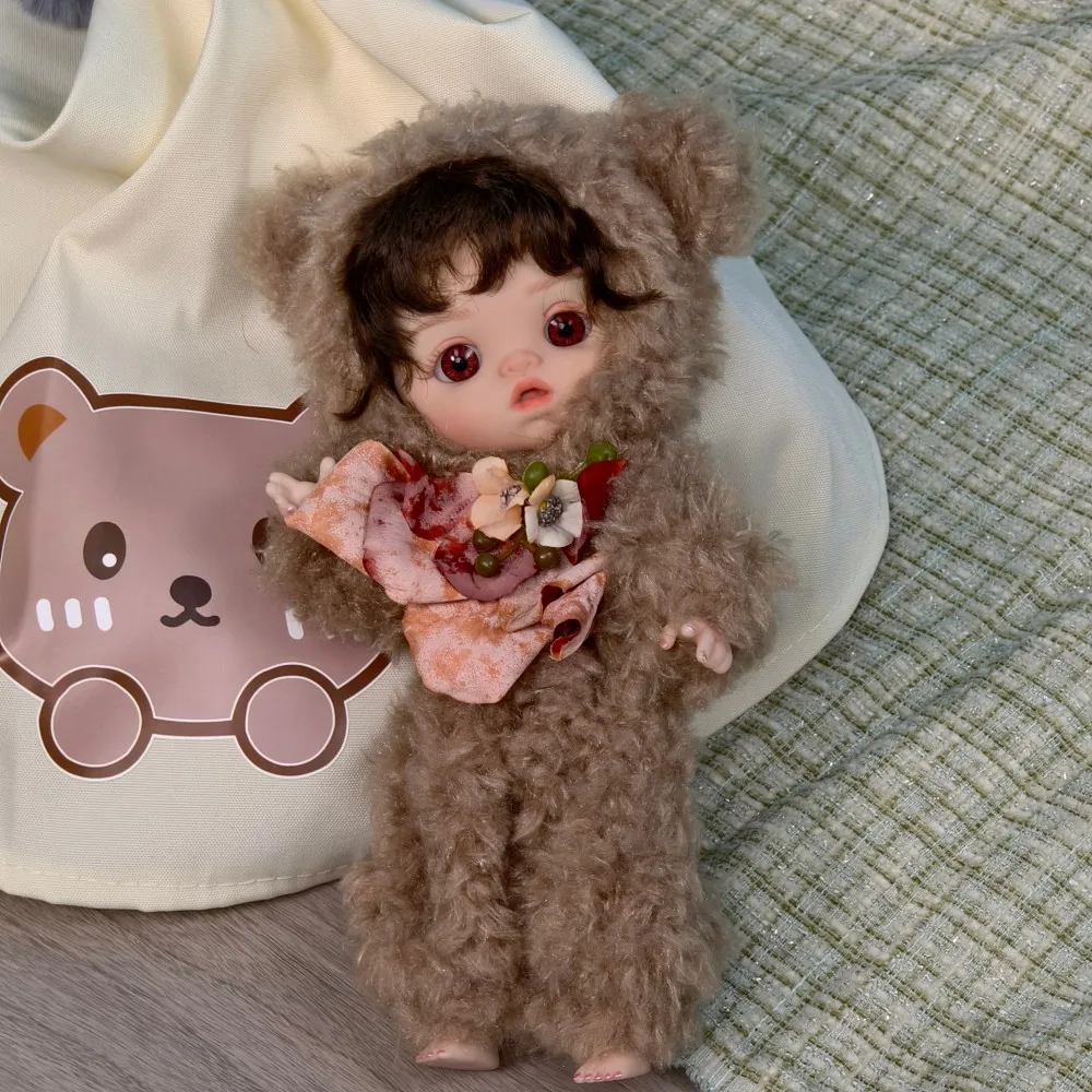 

10 Inch Cloveray Kawaii Reborn Baby Doll Brown Bear Hat Kawaii Vinyl Dolls Cute Original Handmade Lifelike 3D Skin Kids Toys