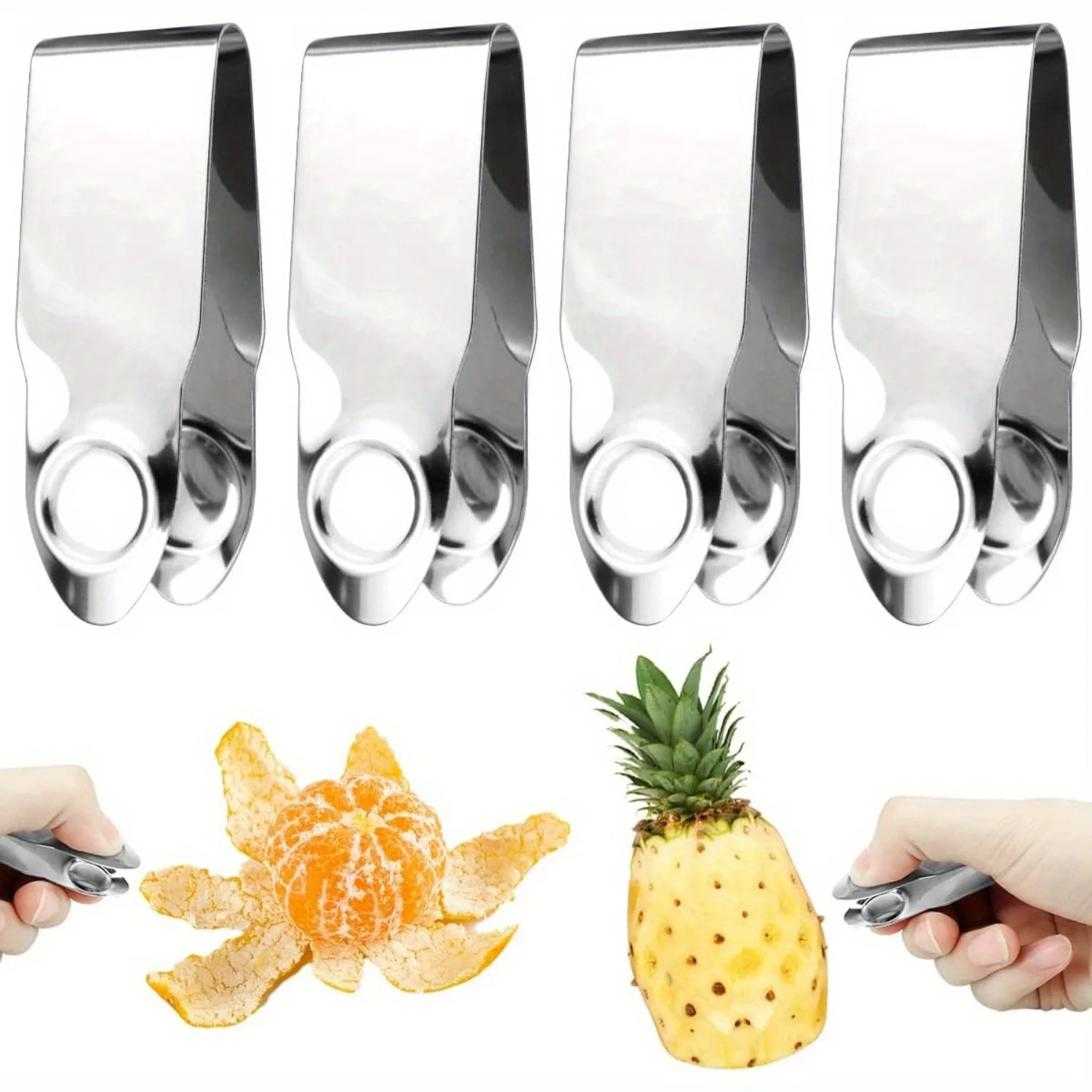 

4-Piece Stainless Steel Strawberry Huller & Fruit Stem Remover - Easy Grip for Quick Prep of Strawberries, Cherries, Tomatoes -
