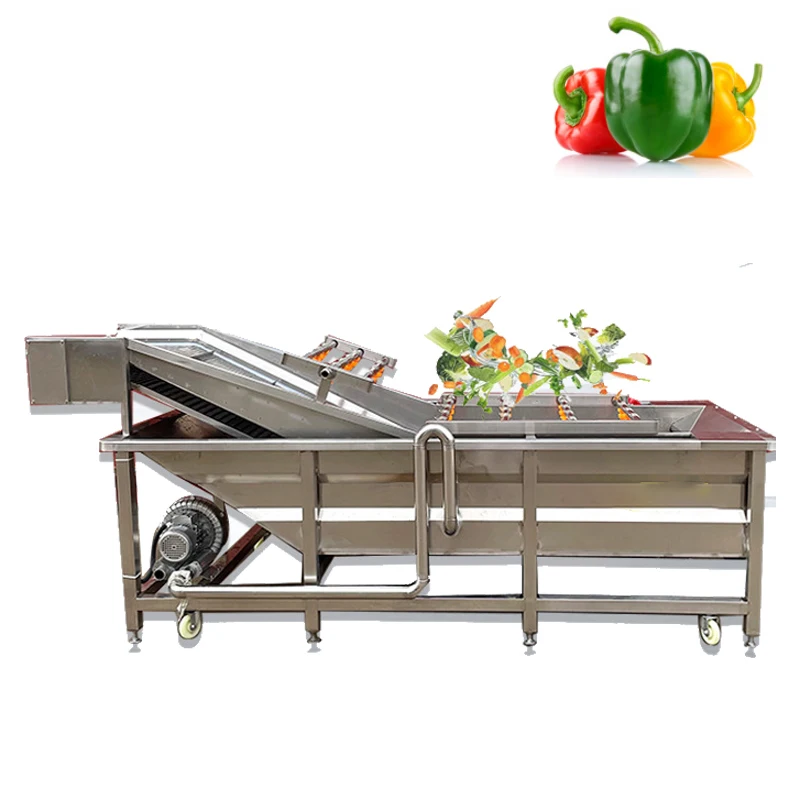 Industrial Ultrasonic Fruit and Vegetable Cleaning Machine with Immersion Tank and Drying Root Vegetables