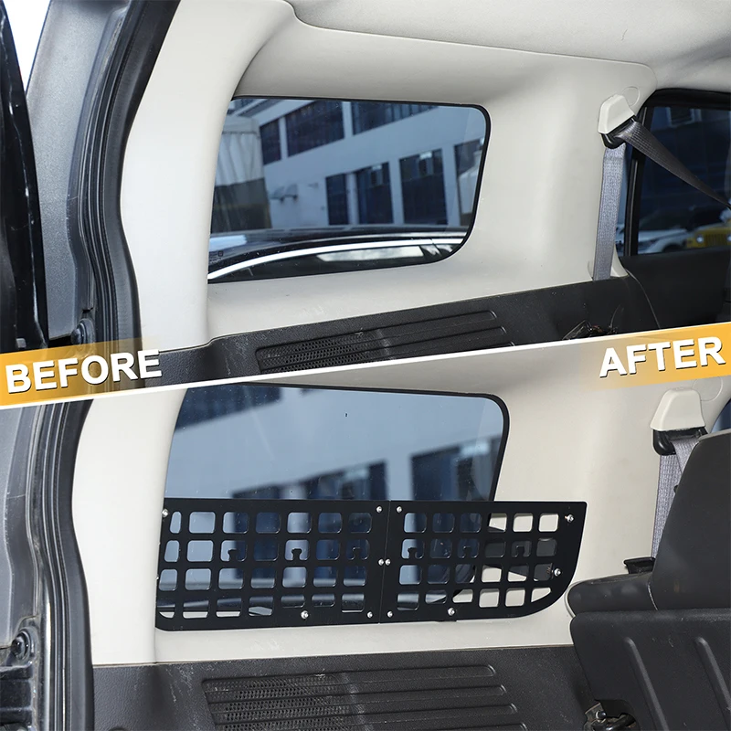 

2Pcs Aluminum alloy black For Hummer H3 2005-2009 car trunk side window storage fence car interior modification accessories