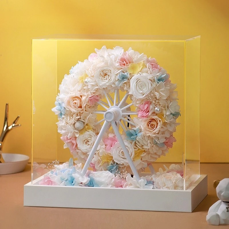 Eternal Flower Ferris Wheel Rose Real Flower Premium Gift Box Birthday Valentine's Day Wedding Bar Mitzvah Gift for Girls