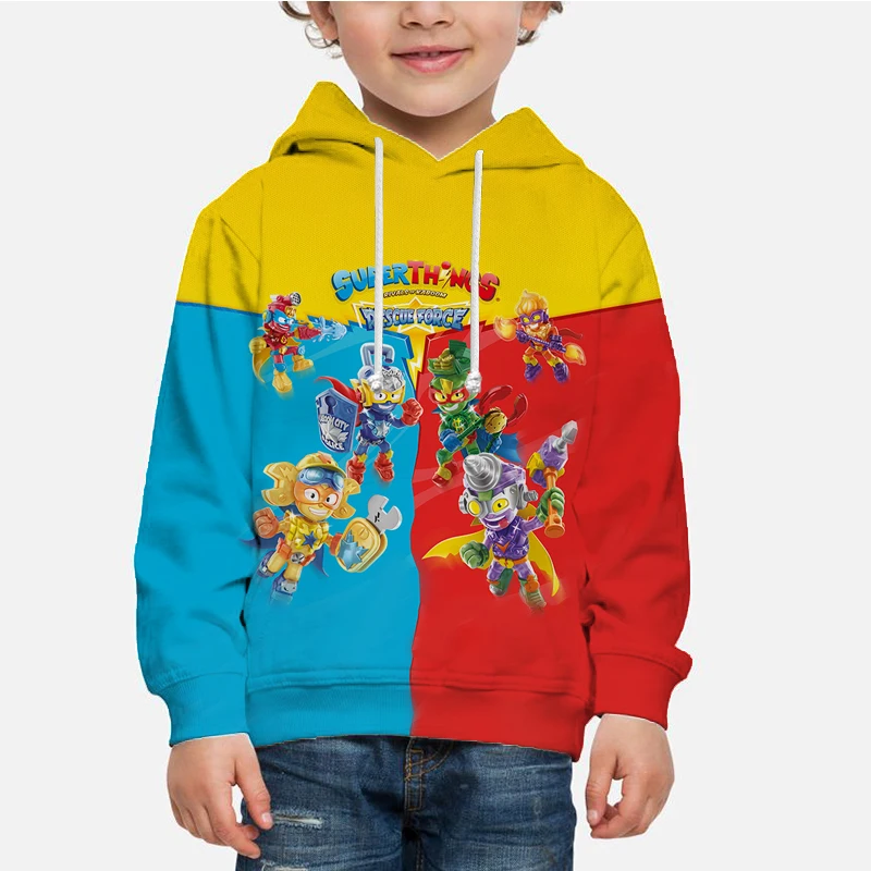 SuperThings 10 Rescue Force Children's 3D Print Cartoon Fashion Hoodie Children Clothing Girls Autumn Winter Hoodies