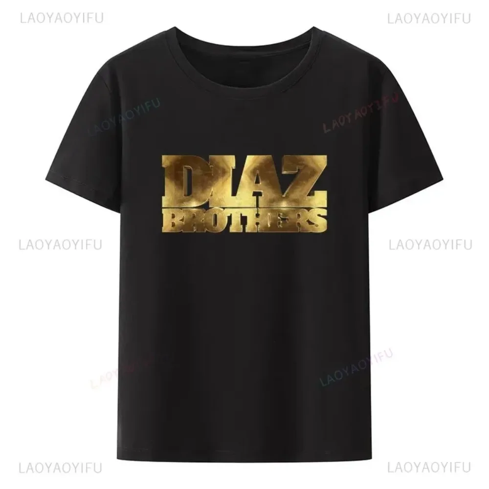 DIAZ Brothers Letter Print T-Shirt Sports Men Cotton Short-sleev Breathable Exercise Tops Couple Street Fashion O-neck Shirt