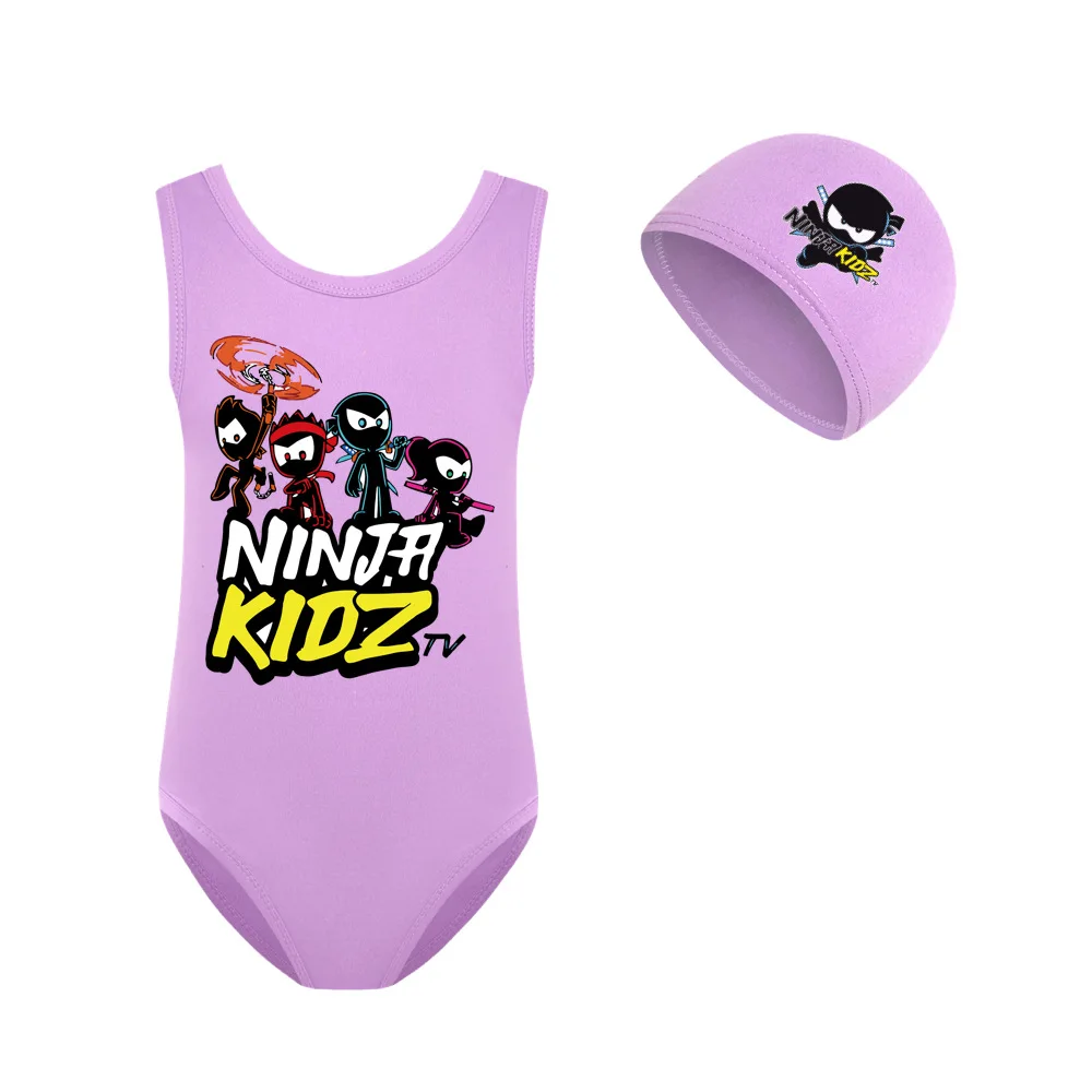 NINJA KIDZ Swimsuit One-piece Swimwear Girl Summer Casual Beachwear Children Swimming Costume Suit 2-14Y