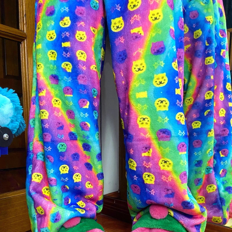 التصميم الأصلي Y2K الحيوان طباعة المرأة سراويل تقليدية النمط الياباني الخريف الشتاء جديد فضفاض الصوف مبطن سراويل طويلة السيدات #5