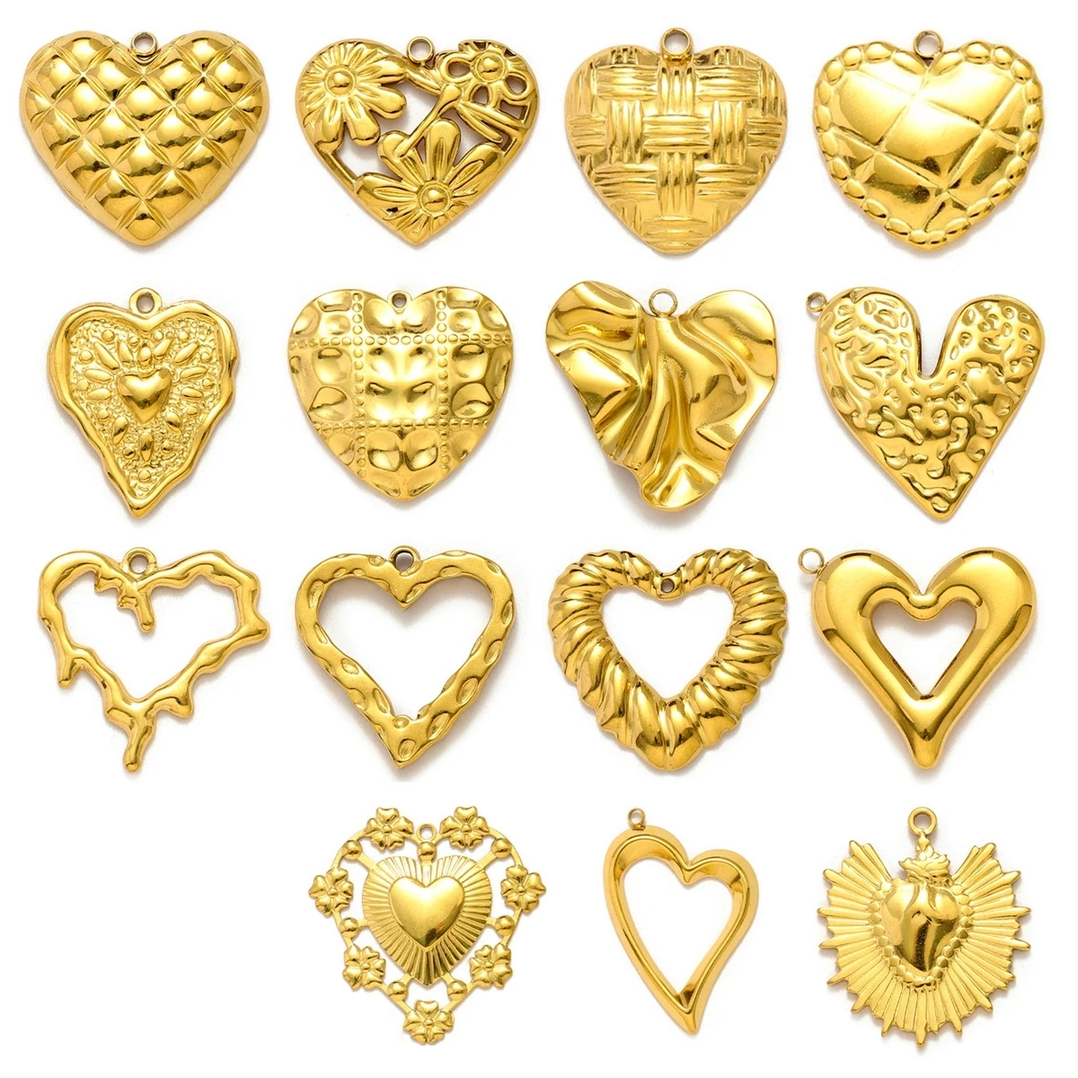 5 قطعة/الوحدة الفولاذ المقاوم للصدأ الحب القلب سحر المعلقات DIY بها بنفسك صنع سوار قلادة القرط مجوهرات الإكسسوار بالجملة