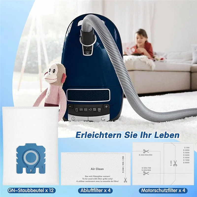 A83G-12 قطعة أكياس مكنسة كهربائية ل Hyclean ثلاثية الأبعاد GN أكياس الغبار ل C1 C2 C3 S2 S5 S8 S600 S800