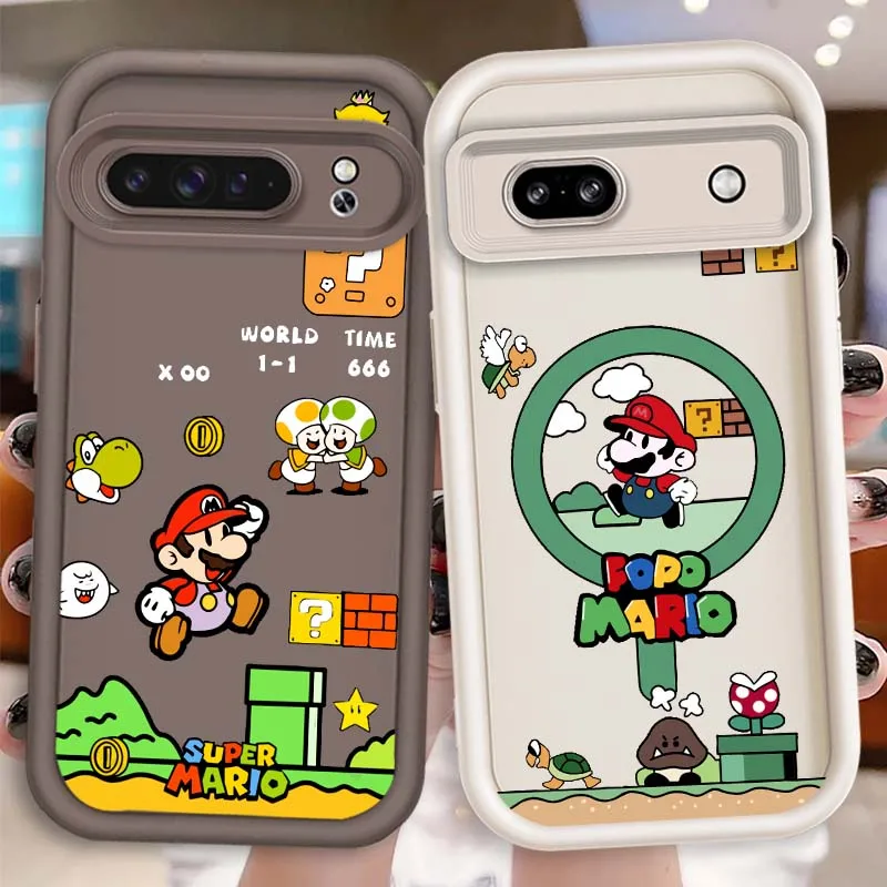 

M-Marios Cartoon Cute For Google Pixel 9 8A 8 7 7A Pro XL 5G Eye Ladder Soft TPU Shockproof Cover