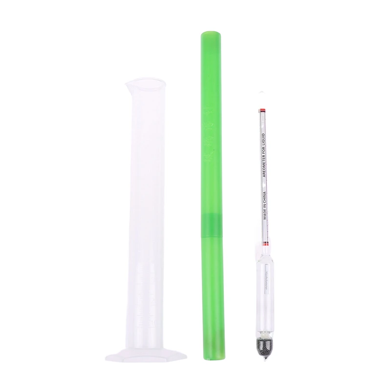 1Set Hydrometer Tester Vintage Measuring Bottle Set Tools Alcoholmeter Wine Concentration Meter 0-100° Hydrometer Tester