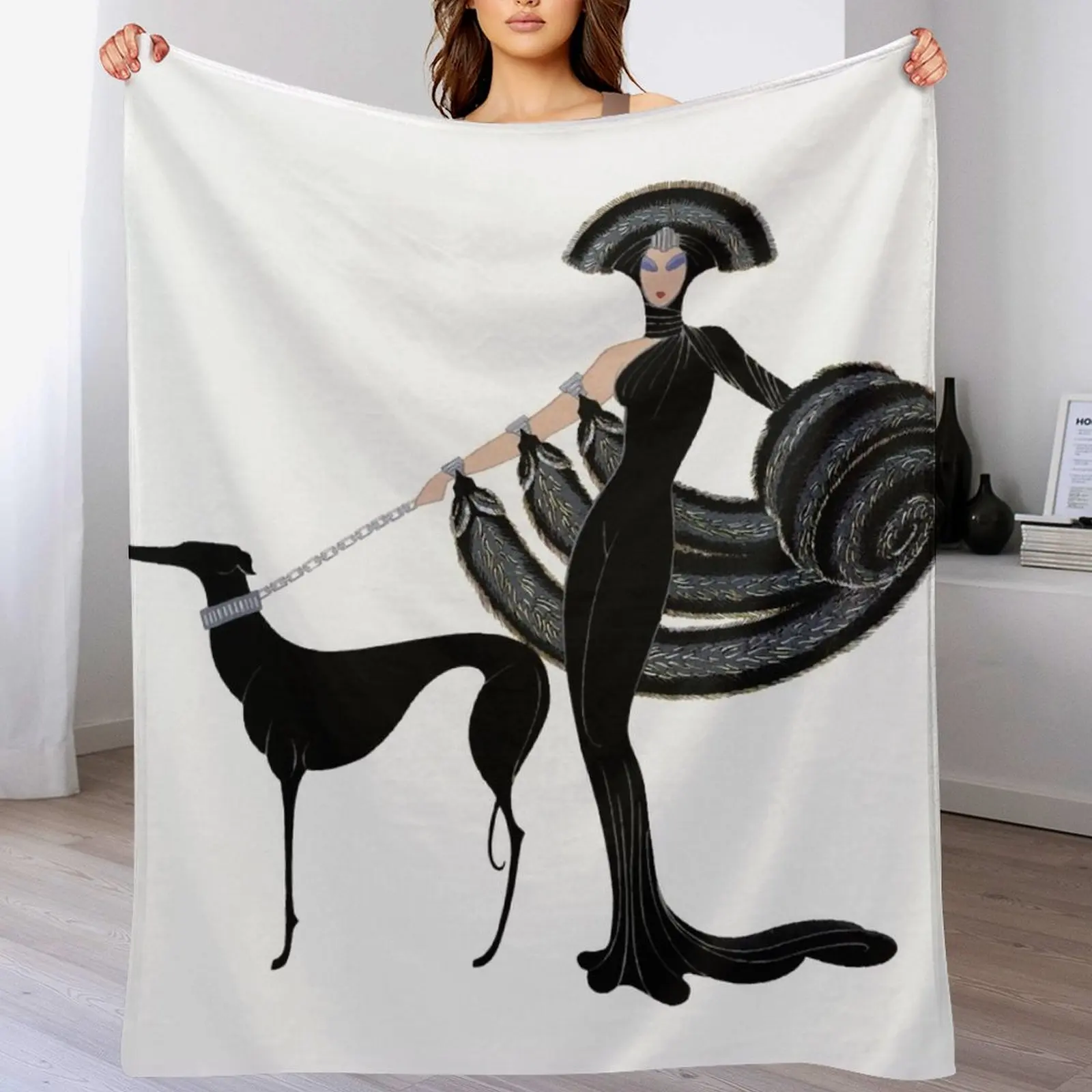 Art Deco era Haute Couture Fashion illustration Throw Blanket Personalized Gift blankets ands christmas gifts bed plaid Blankets