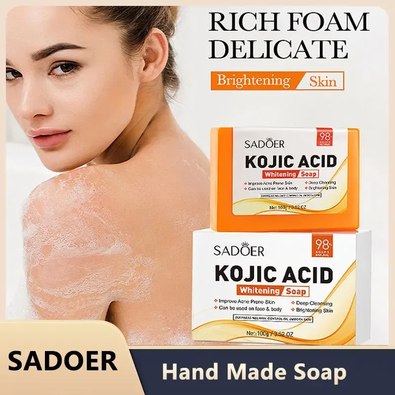 Sadoer Kojic Acid Facial Soap Face Wash Foam Facial Cleanser Moisturizing Hydrating Oil Control Body Bathing Handmade Soap
