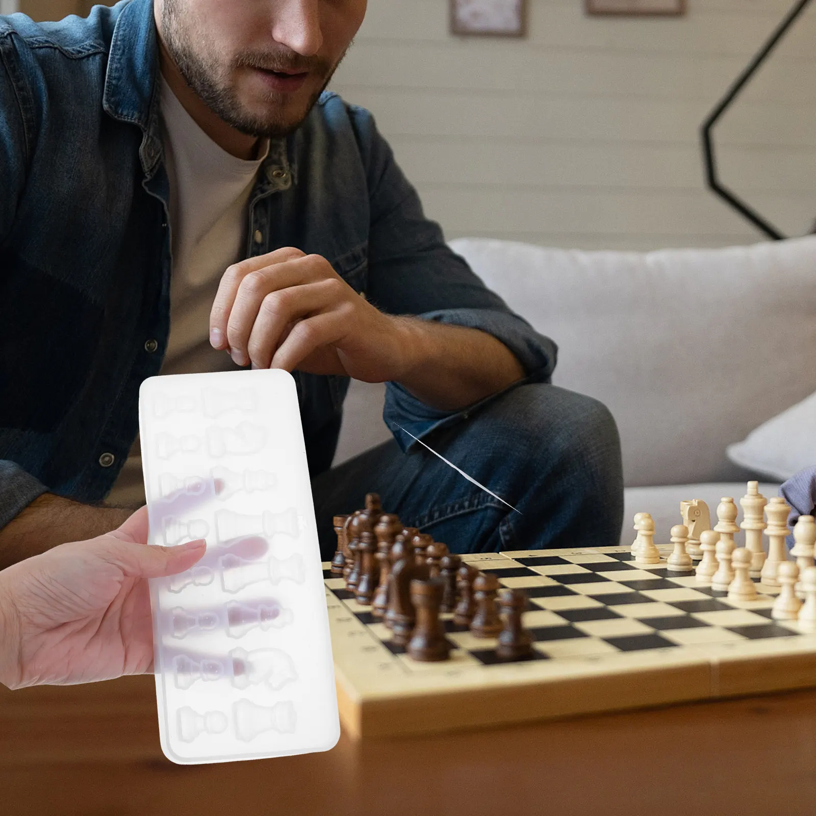

Full Size Silicone Chessboard Mold Set DIY Epoxy Resin Casting Molds for 3D Chess Pieces Craft Supplies Chess Mold for Resin