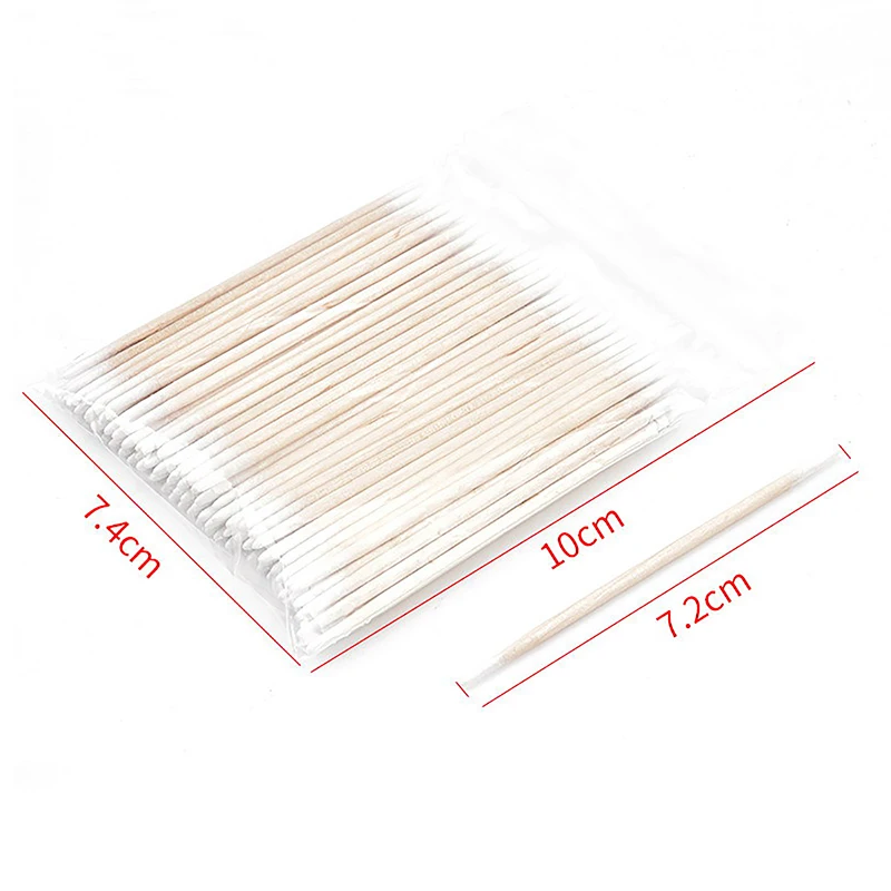 100Pcs Disposable Ultra-small Cotton Swab Brush Lint Free Micro Wood Makeup Brushes Eyelash Extension Glue Removing Tools