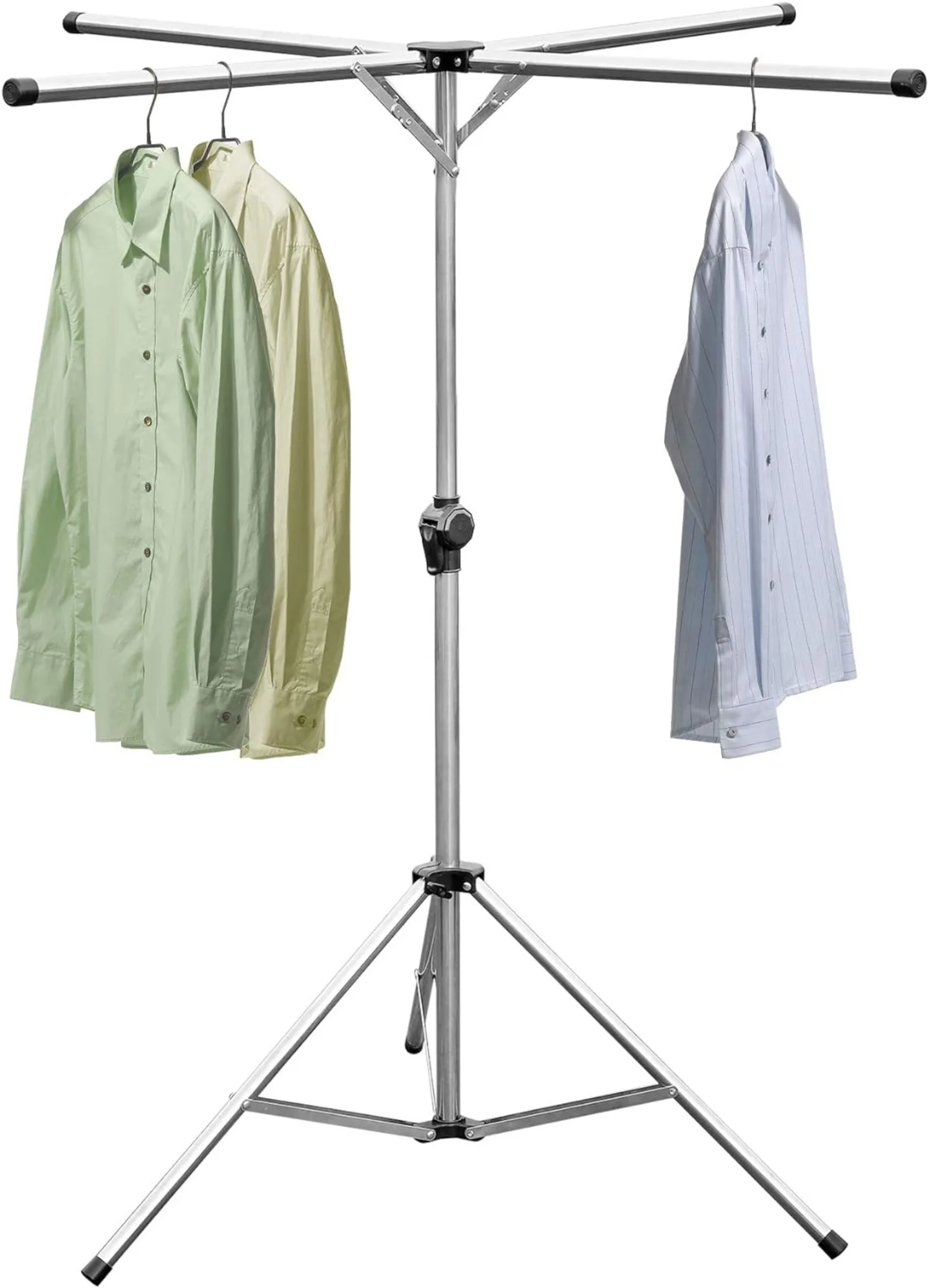 

Foldable Clothes Drying Rack Portable Space Saving Adjustable Large Capacity 4-Pole Stainless Steel Clothes Rack