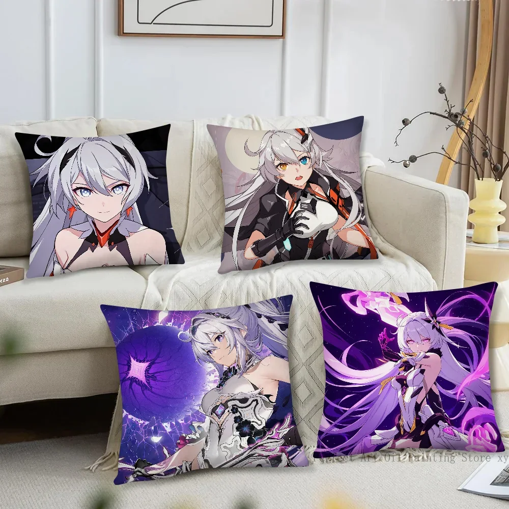 

Kiana Kaslana Animated Game H-Honkai I-Impact 3 Pillow Case Square Pillow BedroomSofaLeisure Comfort Living Room Home Decoration