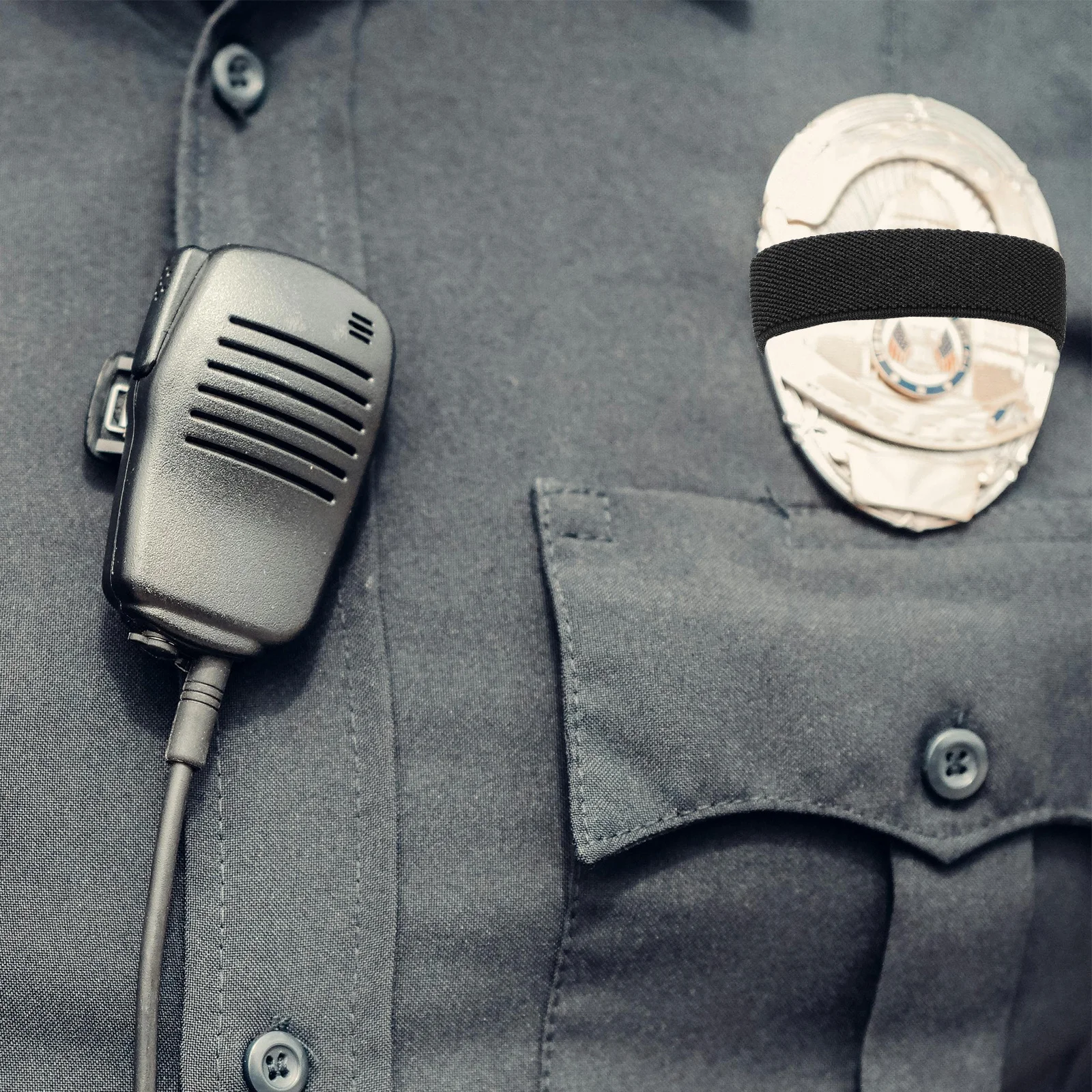 

32pcs Police Mourning Badge Bands Funeral Elastic Armband for Death Ceremony Cloth Strong Durable Wear Resistant Black