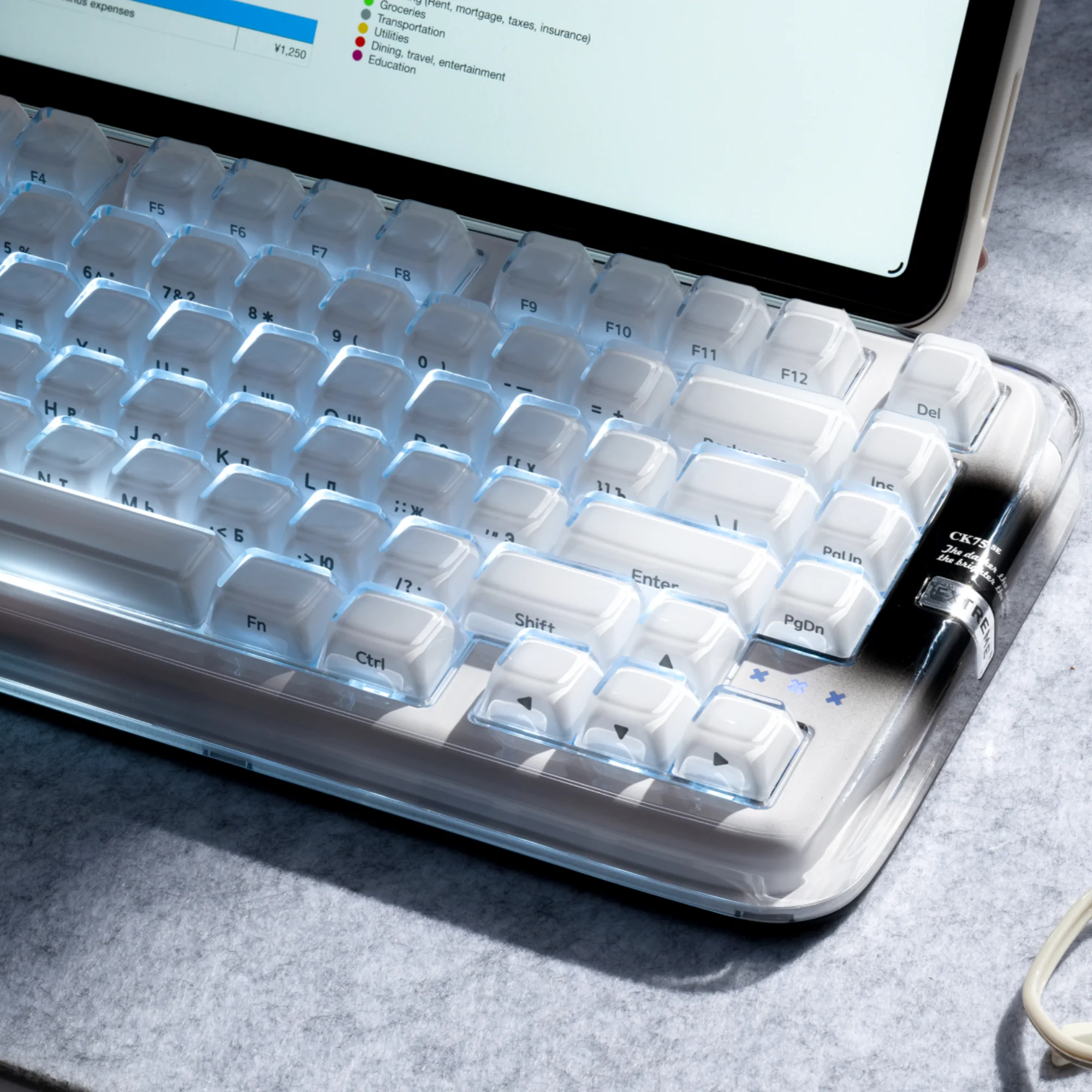 XVX Crystal Keycaps for Keyboard with Russian Layout MDA Profile Jelly R2 Side-Printed 122-Key(only keycaps)