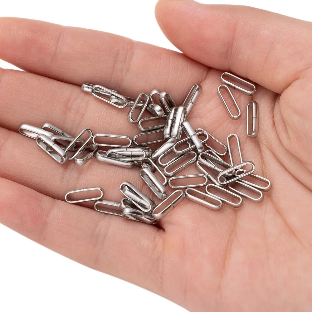 50/100Pcs Oval Shape Stainless Steel Ring For DIY Leather Rope Bracelet Necklace Connectors Jewelry Making Supplies Accessories