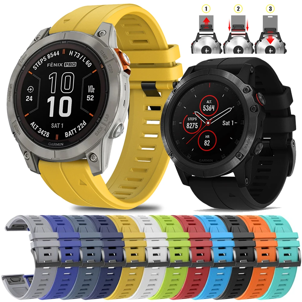 QuickFit Watch Band 22 26mm For Garmin Fenix 7 7X 6X Pro/Epix Pro Gen 2 51 47mm/Fenix6 GPS 5Plus 5XPlus Sapphire Silicone Strap