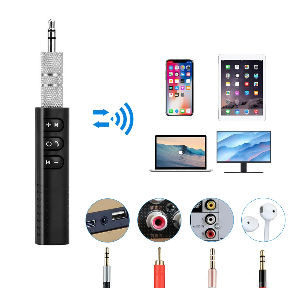 Hot Wireless Bluetooth 5.0 Receiver Transmitter Adapter 3.5mm Jack For Car Music Audio Aux Headphone Reciever Handsfree