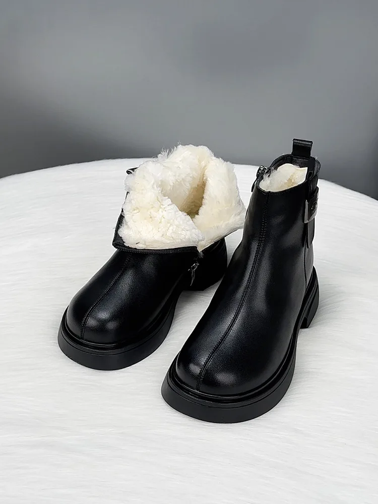 Women's boots 2026 new winter fur integrated wool boots keep warm Northeast cotton shoes for women