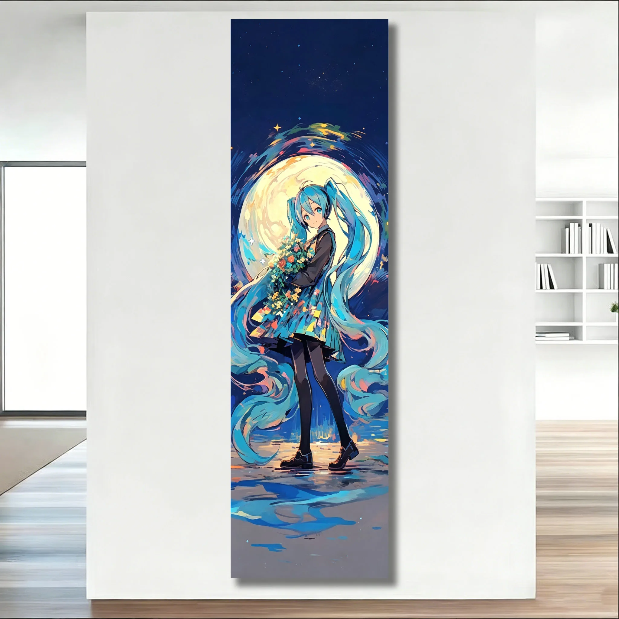 M-Miku Floating in the Deep Sea Tapestry Anime Pink Twintails Girl Large Long Tapestry Suitable For Bedroom Dorm Wall Decor Pink