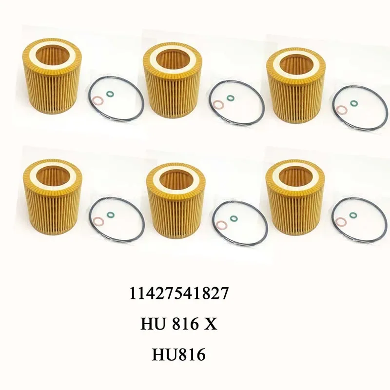 6/3/1Pc For BMW E60 E82 E88 E90 E92 E93 128i 335xi 5300i 535xi 528i 640i 740i X3 X5 X6 11427566327 Oil Filter 11427541827 HU816X