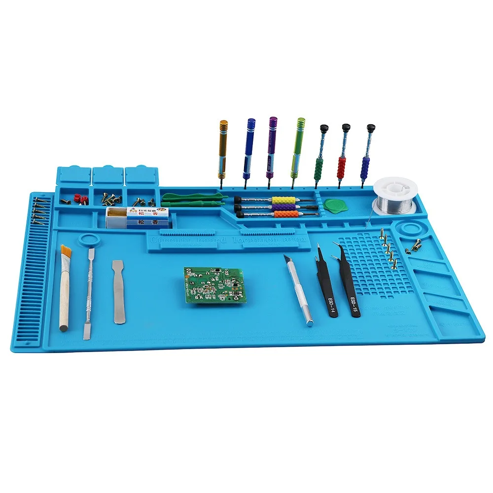 

Soldering Station Mat Silicone Work Mat Heat Resistant 932°F Anti-Static Magnetic Mat for Electronic Phone Laptop Watch Repair