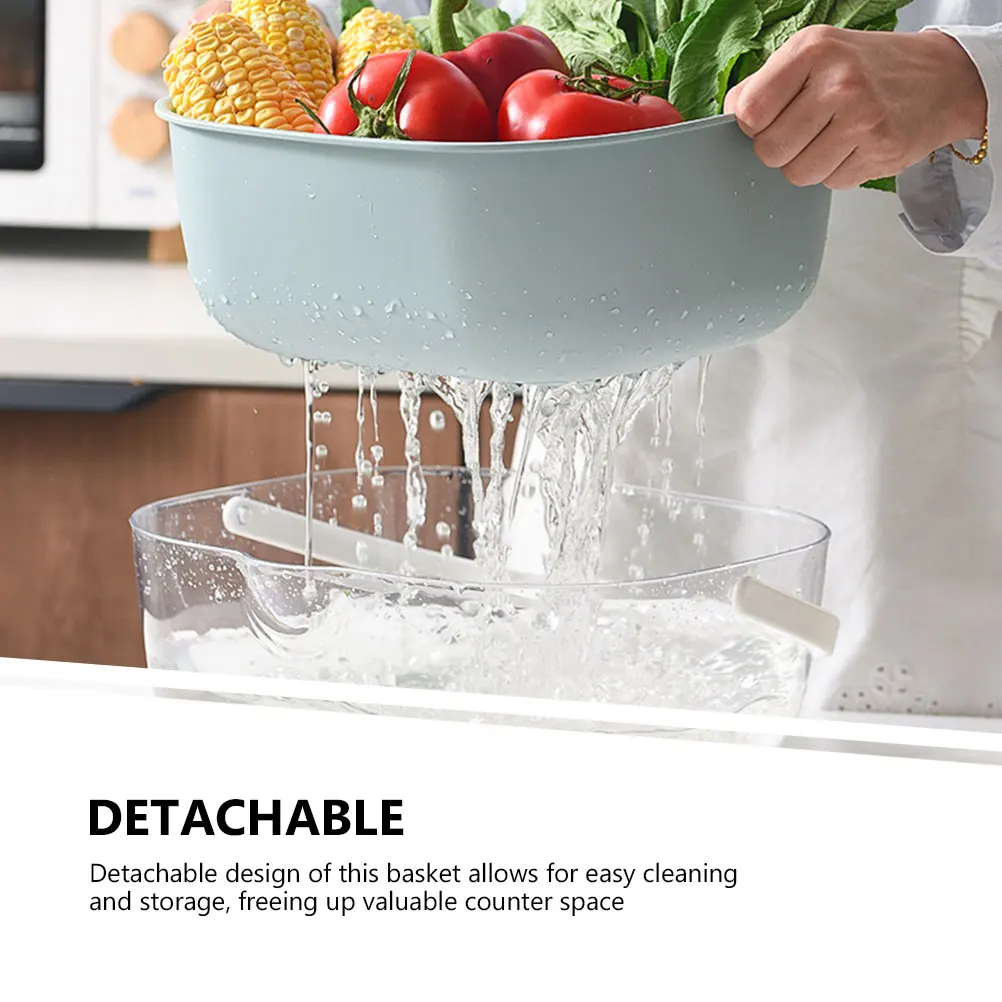 

Multiuse Double Layer Drain Basket Vegetable Fruit Washing Basket Strainer Kitchen Colander Draining Container
