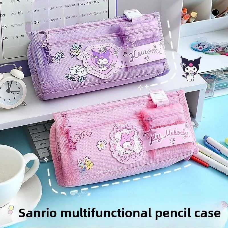 Kuromi pencil case kawaii cartoon character My melody new double-layer pencil case exquisite large capacity student pencil case