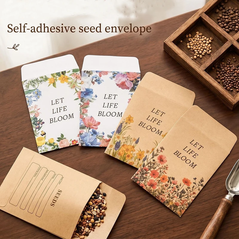 

50pcs/lot Kraft Paper Envelope Jewelry Storage Bag for Card Earring Necklace Gift Packaging Bags Mini Seed Wedding Envelopes