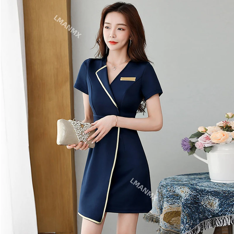 New Beauty Salon Esthetic Uniform Beautician Dress Spa Massage Work Clothes for Elegant Woman  Foot Bath Technician Overalls Set