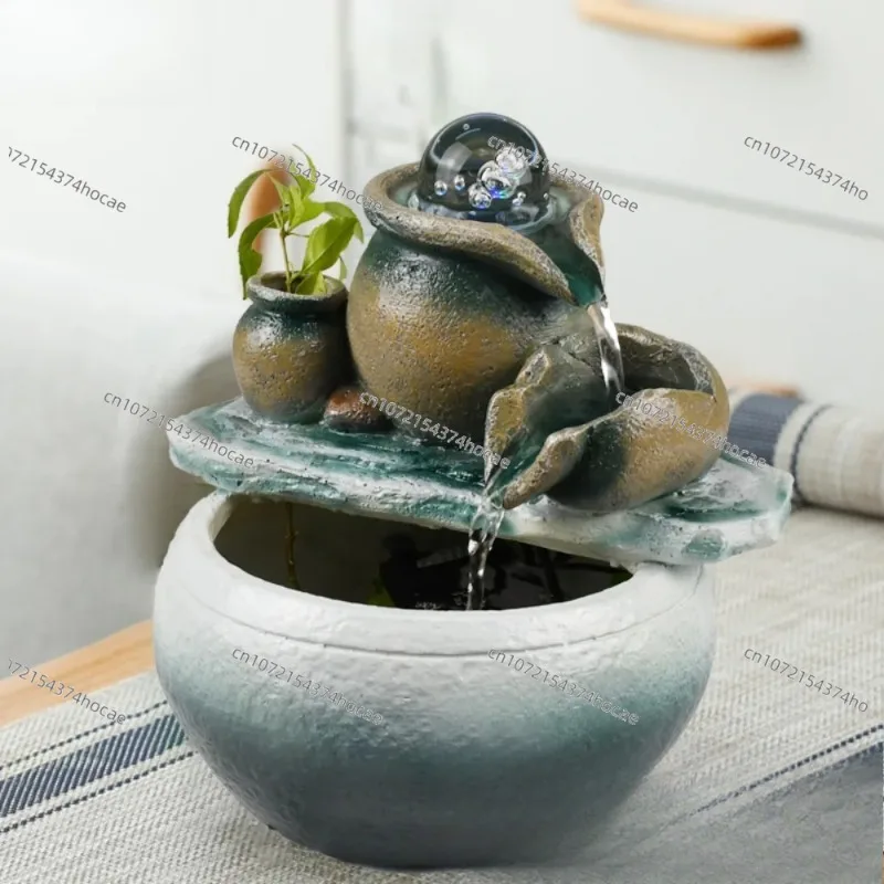 Feng Shui Wheel Circulation Flowing Water Generates Wealth Ornament  Desktop Creative Small Fountain Humidifier Decoration - view 5