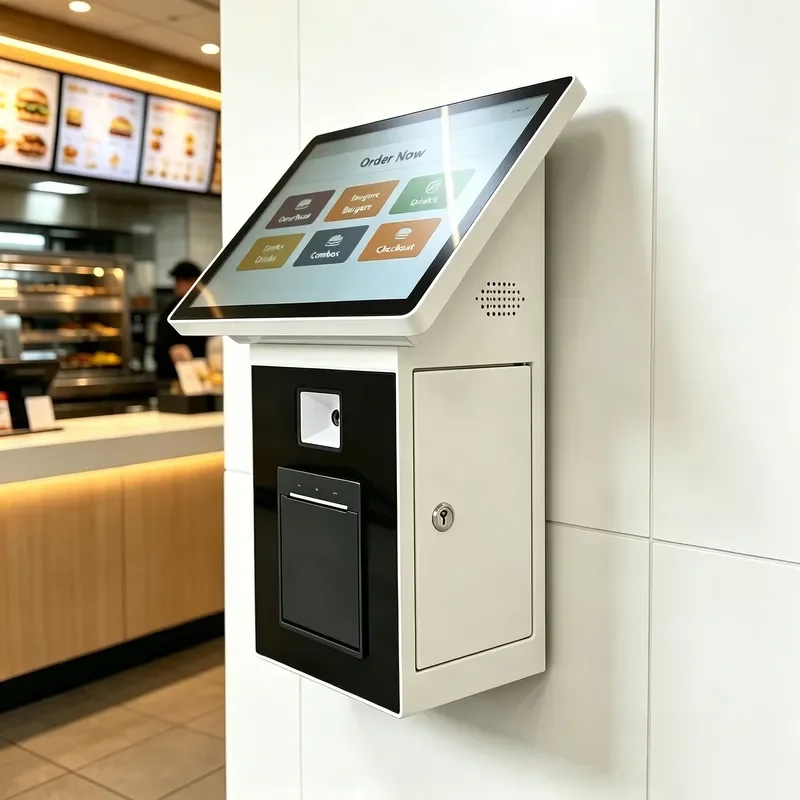 15.6 Inch Desktop Self Ordering Machine Touch POS Terminal with Thermal Printer and Scanner for OEM ODM Fast Food Restaurants