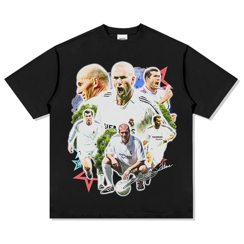 

2026 Zinedine Zidane Printed Pure Cotton Y2K T-shirt Summer Comfortable Fashion Casual Short Sleeved Shirt Men and Women Tops