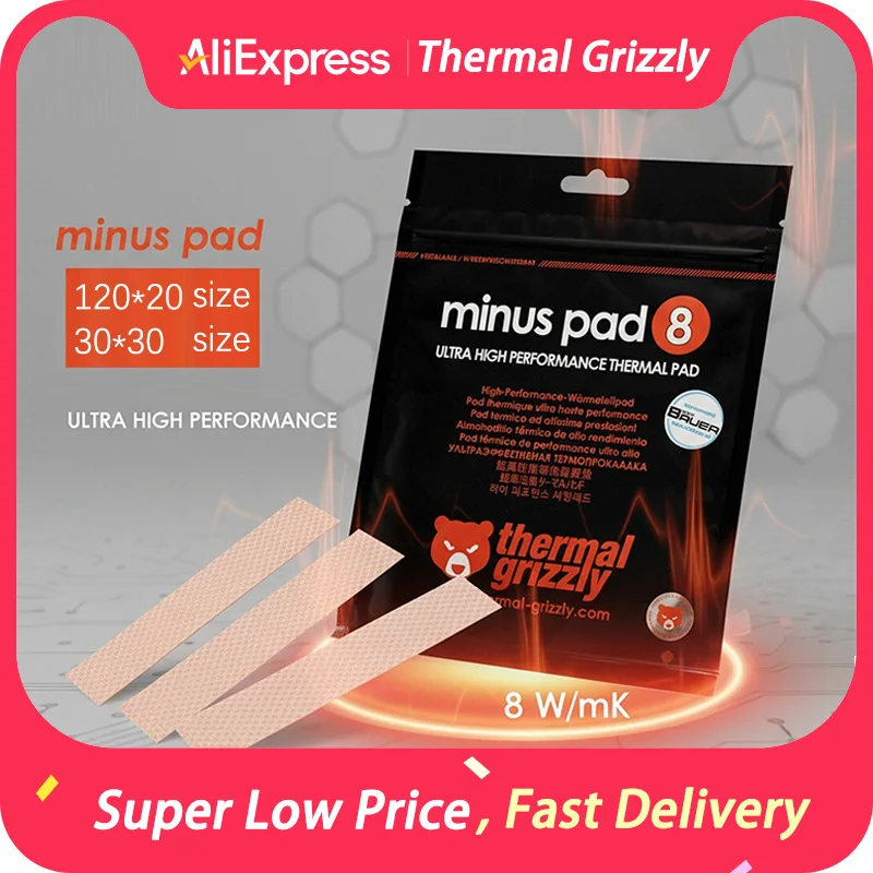 Thermal Grizzly Minus Pad 8 Thermal Pad 8.0W/Mk Motherboard/CPU/GPU Multi Size Graphics Card Thermal Silicone Pad