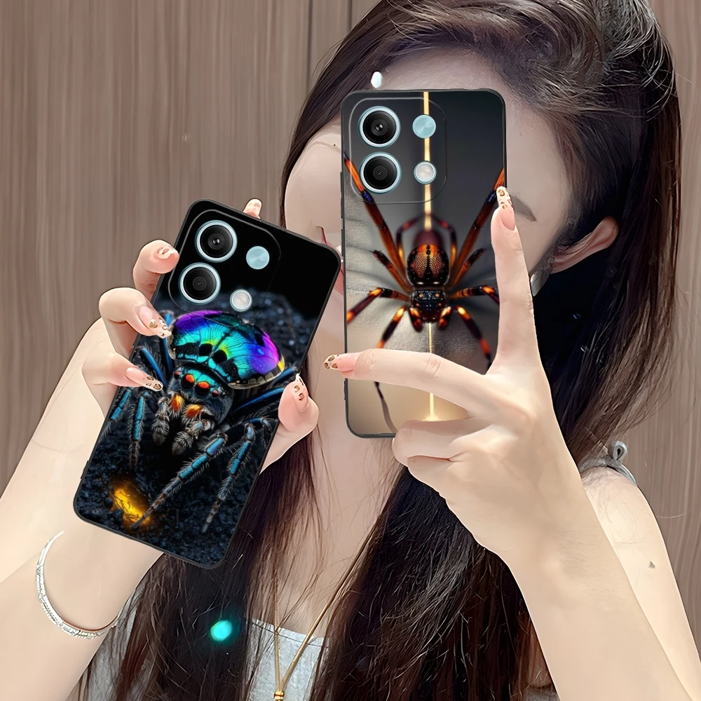 Colour Painting Spider Mobile Cell Phone Case for Xiaomi POCO M6 M5 M4 M3 X6 X5 X4 X3 F6 F5 F4 F3 F2 C40 Pro GT 5G Black Cover